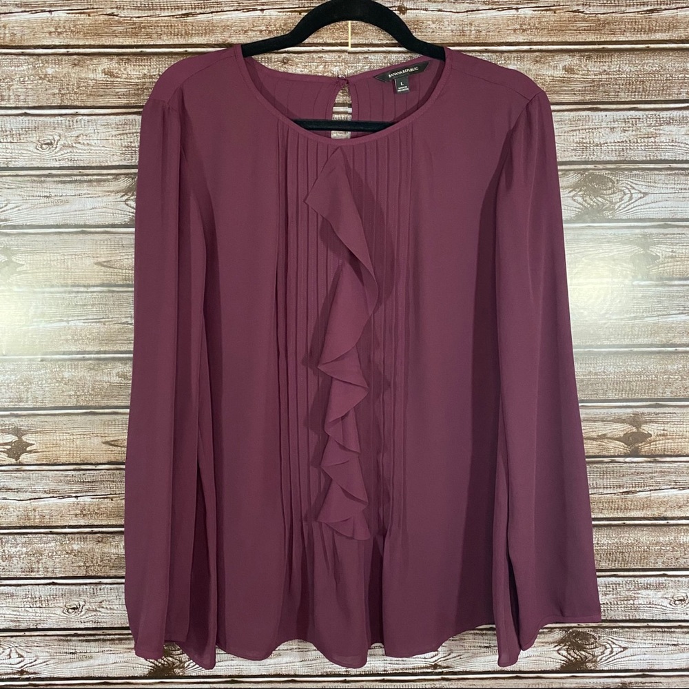 Banana Republic- Semi Sheer Ruffle Front Top